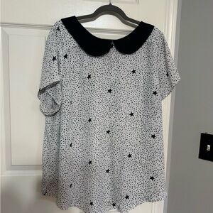 Torrid Black and White Star Print Blouse